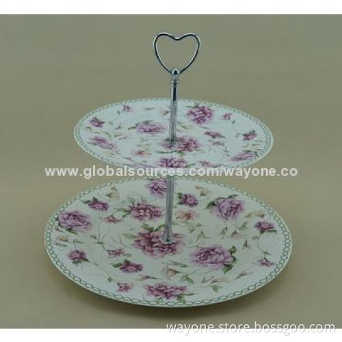 Porcelain 2-tier Cake Stand, Vintage and Water Painting Design, More Flowers Available, Ideal Gift